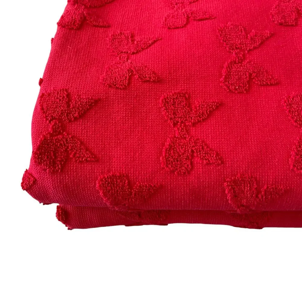Bella Lux Christmas BOWS Bath Towel Set of 2 Chic Holiday Red Bathroom Decor New